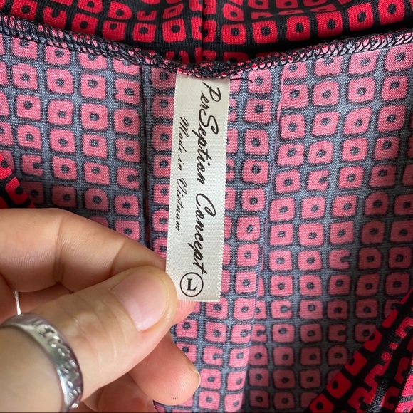 PERSEPTION CONCEPT Career Red & Black Print Top - Picture 7 of 7